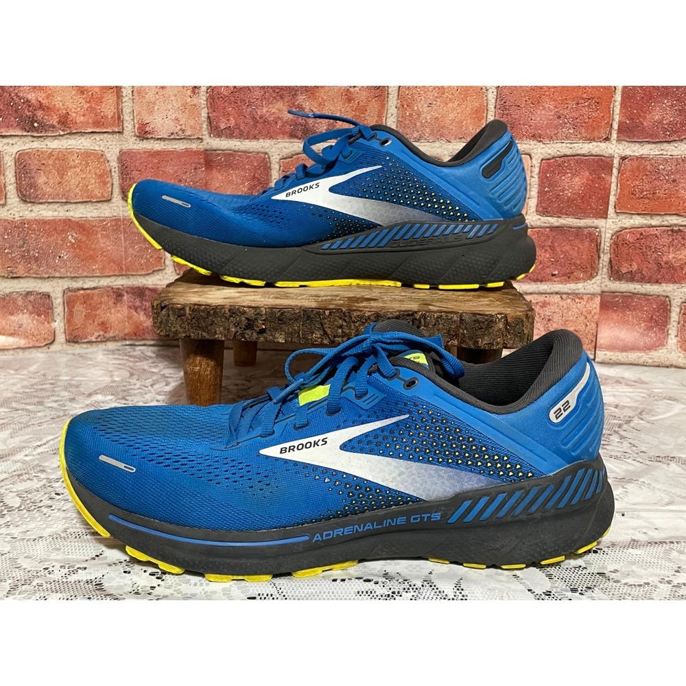 Brooks Adrenaline GTS 22 Mens Running Shoes Blue Yellow 1103661D414 Size 10.5
